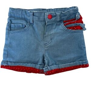 Jean Shorts with Red& White Polka